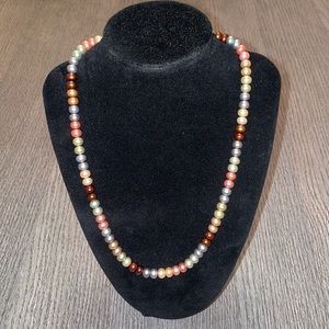 Multi colored pearl necklace